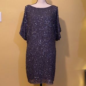 Beaded dress in Charcoal
